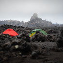We waited four days at the foot of Fjallsendi for clearing weather. 