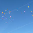 Am klaren Himmel waren die Ballons weithin und lange zu sehen