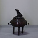A14．須賀月芳 蝋型鋳造香炉 獅子蓋 - 高岡銅器展示館