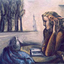 1987 - MUJER EN LA TERRAZA (81x100CMS.)