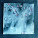 petit tableau: émail sur verre, support en ardoise 20 x 20
