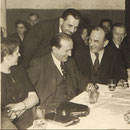 Geinsheimer Prominenz mit Bürgermeister Karl Ramsel, Elisabeth Kästel geb. Steinmetz, Alfons Hofmann, Arthur Stadler 