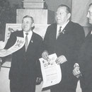 Ehrung 1969 für 50jährige Treue: Karl Kästel und Otto Magin mit Vorsitzendem Otto Adam