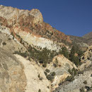 Blick hinauf zum Eagles Mining Camp und der Champions Mine, White Mts. CA