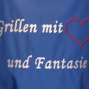 Hier hab ich eine Schürze für das ortsansässige Wirtshaus "Fantasie" bestickt. 