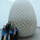Seed sculpture in the core. Carved from a single block of granite