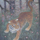 虎に桜　Tigre au cerisier   65×54cm カンバスに油彩 l'huile sur toile 2020