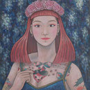  La fille aux cheveux roses  65×54cm  カンバスに油彩 l'huile sur toile  2018