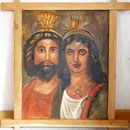 Daniela Rutica, Holztafelbild "Isis und Serapis I", Eitempera/Holz, 2014, Holzarbeiten von R. Bastigkeit