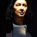 rekonstruierter Kopf mit Perücke des Idu in der Ausstellung im Roemer-und Pelizaeus-Museum