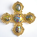 Лот №132.Винтажная брошь-кулон Accessocraft.Прекрасная сохранность,маркировка.Ювелирный сплав под состаренное золото,вставки миллефиори.Размер-7 см.Цена-3500 грн
