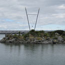 Wellingtoner Hafengelaende mit Fussgaengerbruecke