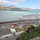 Blick auf den Hafen von Lyttelton nahe Christchurch