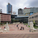 Der Platz vor dem Civic Centre, nahe des Wellingtoner Hafens