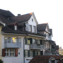 Die Rückseite der Altstadthäuser in Bischofszell.