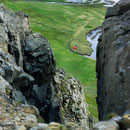 Blick auf unseren Hornvík-Zeltplatz hinunter.