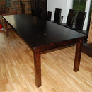 Tisch Birke massiv, nussbaumdunkel gebeizt, 3,00 m x 1,00 m groß