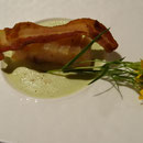 Pannacota d'asperges et espadon fumé