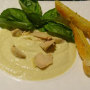 Velouté d'artichauts glacé aux copeaux de foie gras