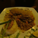 Les gambas au curry et lait de coco...