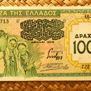 Grecia 100 dracmas 1939 resellado 1000 dracmas anverso