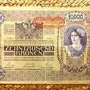 Imperio Austrohúngaro 10000 coronas 1918 resello Deutschosterreich 1919 anverso