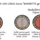 Italia 100 liras Serie Barbetti -grande B sellos medallón