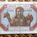 Francia Mines Domaniales de la Sarre 1 marco 1947 (80x54mm) reverso