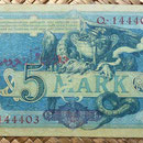 Irán ocupación alemana WWI 5 marcos o 12 kran 1916 reverso