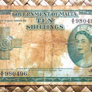 Malta 10 shillings 1954 anverso
