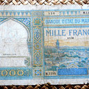 Marruecos colonial 1000 francos 1950 anverso