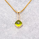 Collier 750/- Roségold, Peridot 4,42 ct, Diamant Carré-Cut 0,11 ct