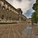 Die Rückseite der Nationalbibliothek vom Burggarten her gesehen