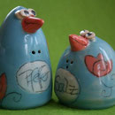 Salz/ Pfeffer Vogelpaar Artikel - Nr. 2005 /  24 € - Korkenverschluß