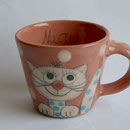 Kindertasse Mini "Miez rosa" / Artikel - Nr. 5034/ 14,- €  ( H 7 cm ∅ 7,5 cm, 170 ml)