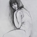 Skizze  (ein Mädchen) , A4, Kohlestift     - verkauft / sold  