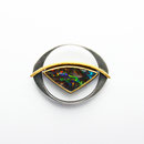 Brosche, Silber und Feingold, Boulderopal