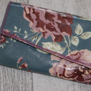 besch. Baumwolle PVC - Sophia / Rosen - dusty petrol