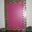 Memo framboise, mosaïque en pâte de verre