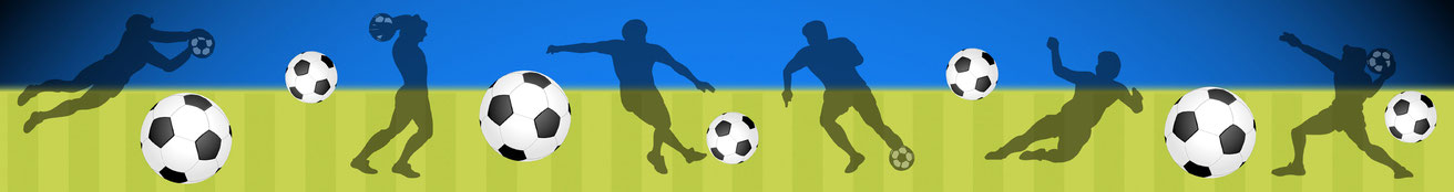 sportliche Wandbordüre mit Fußbällen und Fußballspielern - Hergestellt in Deutschland - meinBordürenladen