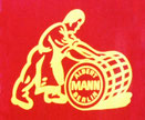 "Der Fassroller", Logo der Spedition Albert Mann.