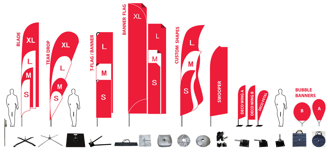 WING FLAGS, Swooper Flags, Wind banners of all sizes and shapes