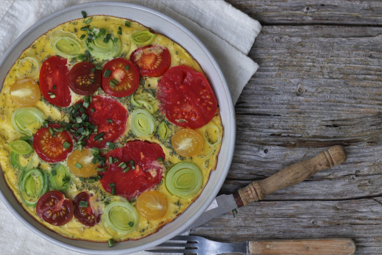 Omlette mit Tomaten und Porree - food-stories/ein vegetarischer Foodblog
