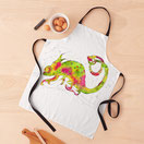 Apron with quirky chameleon in green, yellow and pink