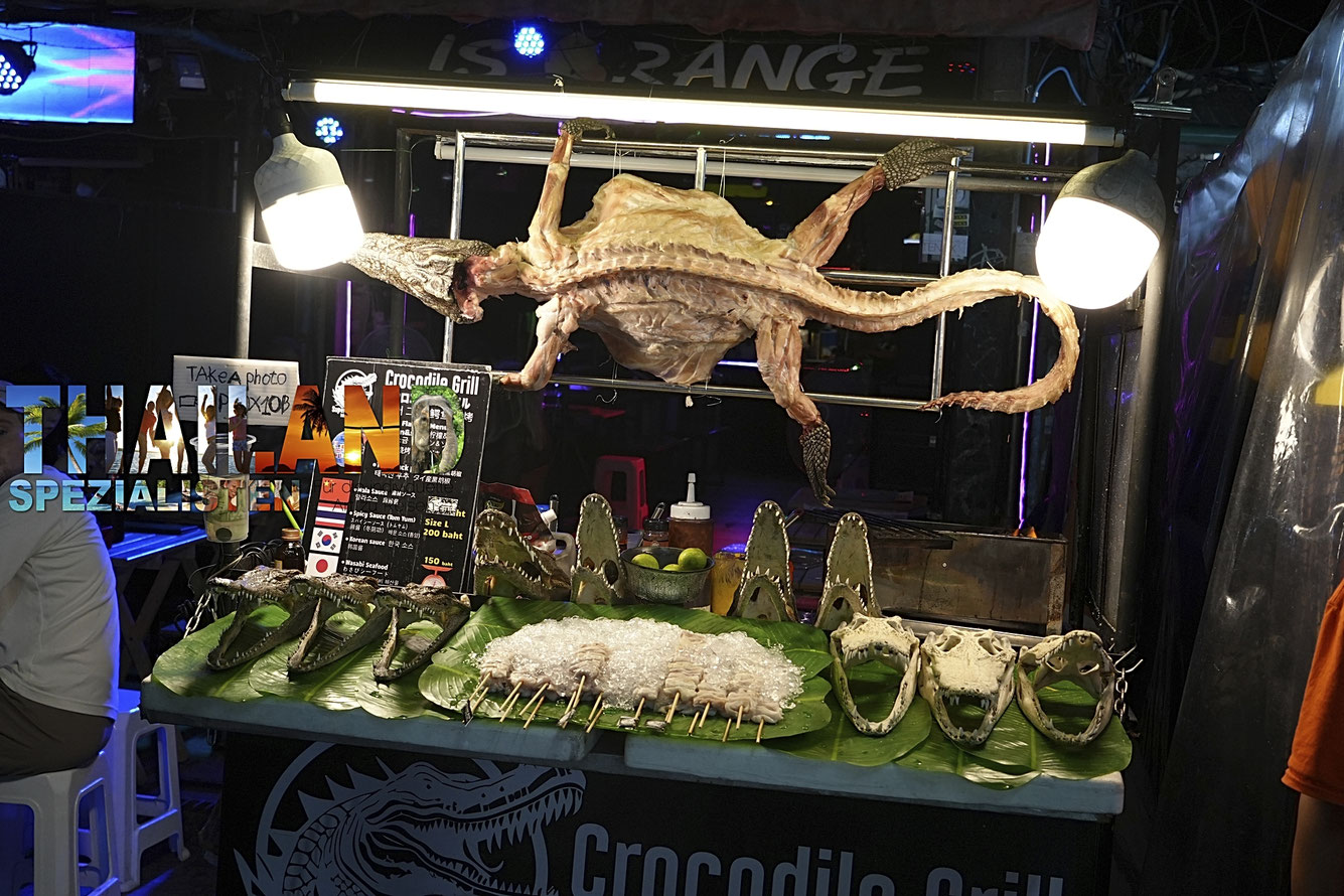 Alligatoren-BBQ, Khao San Road, Bangkok | Sie sehen, die "Viecher" sind besiegbar