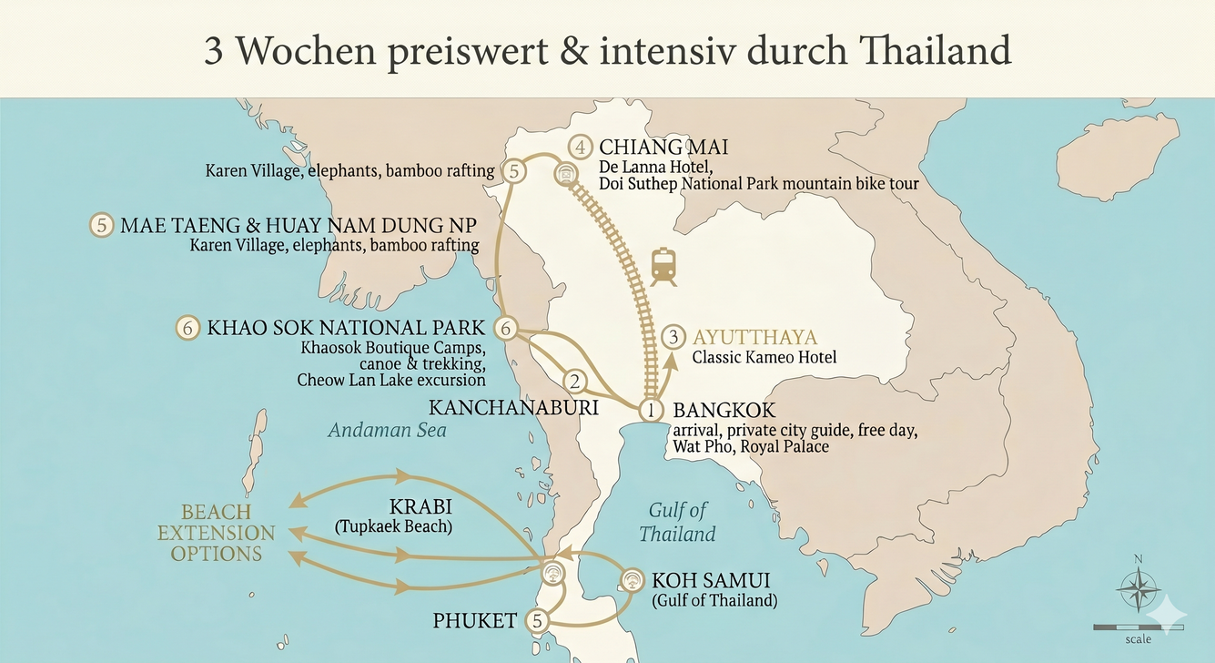 3 Wochen Thailand Preiswert und intensiv, Rundreise von Thailand-Spezialisten.com