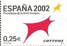 SELLO ESPAÑA - 2.002 - PRESIDENCIA DE LA UNIÓN EUROPEA - 2.002 - 0,25 CÉNTIMOS DE EURO - COLOR MULTICOLOR - EDIFIL NÚMERO 3865 (SELLO **NUEVO SIN SEÑAL DE FIJASELLOS) 0,60€. 