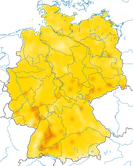 Karte zum Brutvorkommen des Stieglitzes (Carduelis carduelis) in Deutschland.