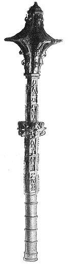 Fig. 5. Gotischer Prunkstreitkolben. Mitte des 15. Jahrhunderts. (Sammlung der Kaiserl. Eremitage zu St. Petersburg.)