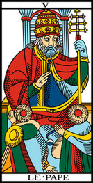 Carte V Le Pape du jeu d'Alexandro Jodorowsky . Tarot de Marseille